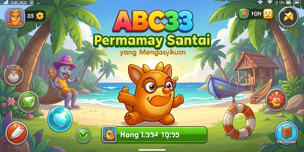 Tangkapan layar utama ABC33 menunjukkan gameplay yang colorful dan interaktif.