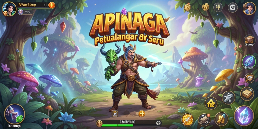 Screenshot menampilkan pertarungan epik di dunia RPG APINAGA.