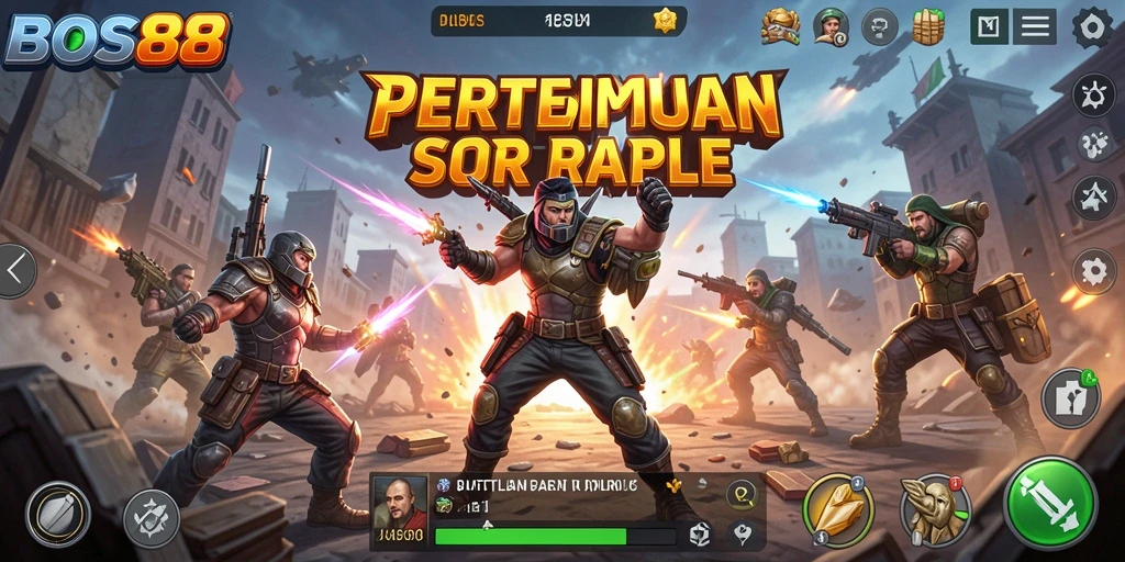 Screenshot utama BOS88 menampilkan aksi mendebarkan Battle Royale.