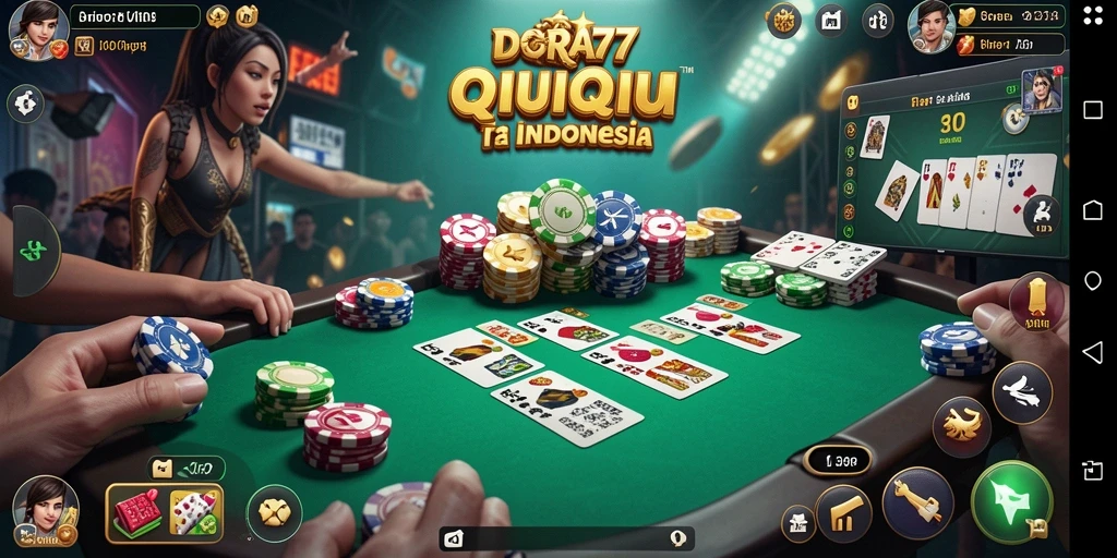 Screenshot gameplay DORA77 menunjukkan keseruan bermain QiuQiu.