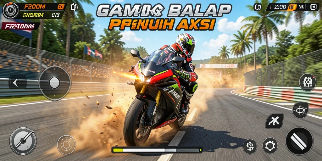Tampilan gameplay balap motor yang menegangkan dan penuh aksi.