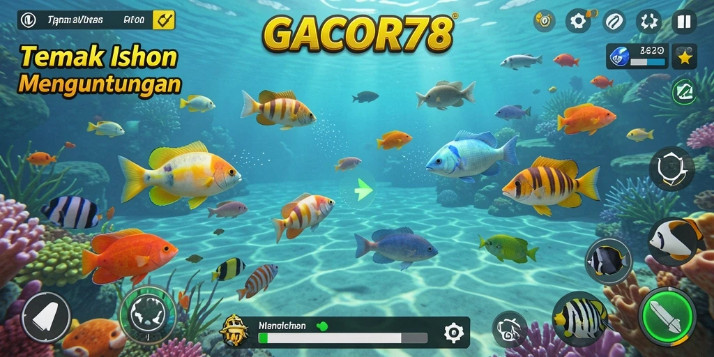 Screenshot gameplay GACOR78 menampilkan aksi seru Tembak Ikan.
