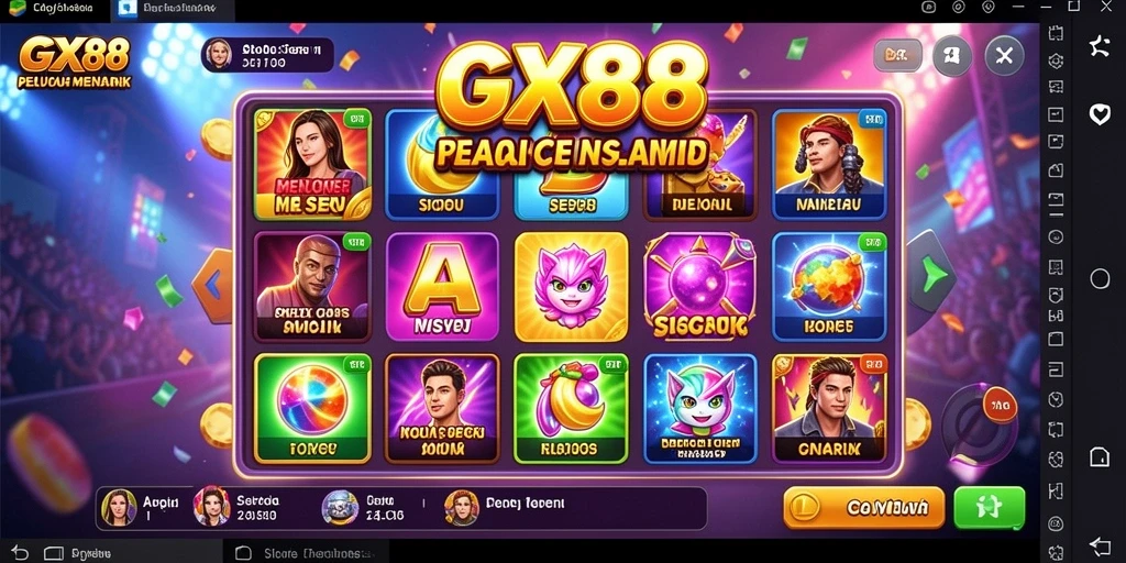 Tampilan gameplay GX88 yang menarik dengan berbagai tema slot.