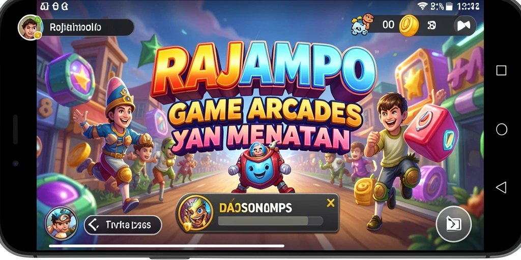 Tangkapan layar utama RAJAMPO menampilkan aksi cepat dan seru dalam gameplay Arcade.